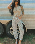 The Carlton Leopard Barrel Jean