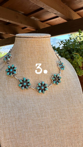 "Handmade Sterling Silver Turquoise Flower Choker | Nizhoni Design"