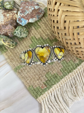 Handmade Sterling Silver Honey Dahlia Bracelet, Signed Nizhoni