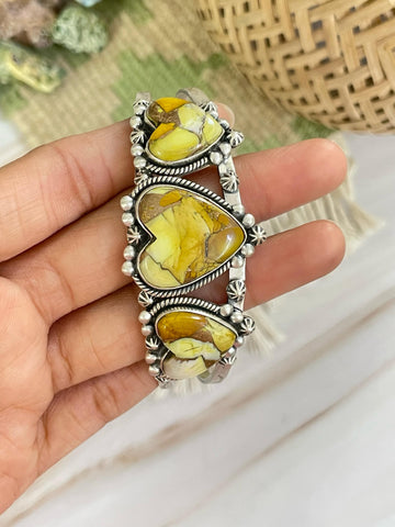 Handmade Sterling Silver Honey Dahlia Bracelet, Signed Nizhoni