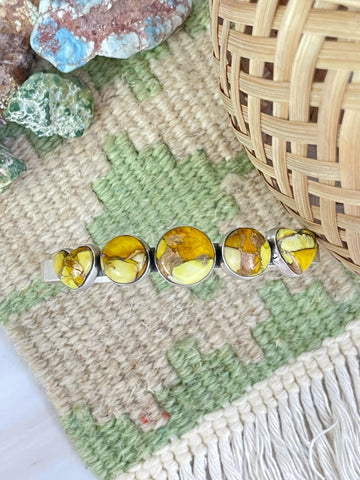 Handmade Sterling Silver Honey Dahlia Bracelet, Signed Nizhoni