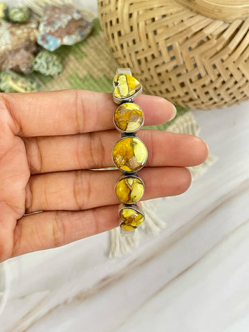 Handmade Sterling Silver Honey Dahlia Bracelet, Signed Nizhoni