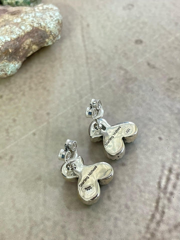 Handmade Sterling Silver Cotton Candy Turquoise, Post Earrings, Signed Nizhoni