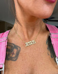 Jesus CZ 18k necklace