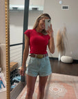 The Maybel Cropped Tee in Ruby