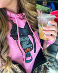Saddle Secrets Hoodie (black on pink)
