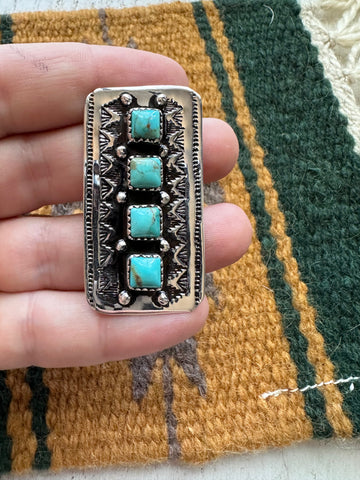 Cassidy Collection: Handmade Turquoise & Silver Adjustable Ring