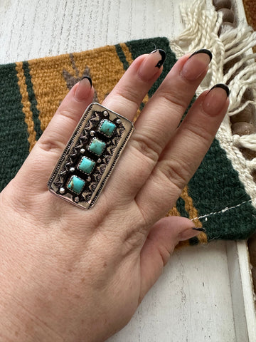 Cassidy Collection: Handmade Turquoise & Silver Adjustable Ring