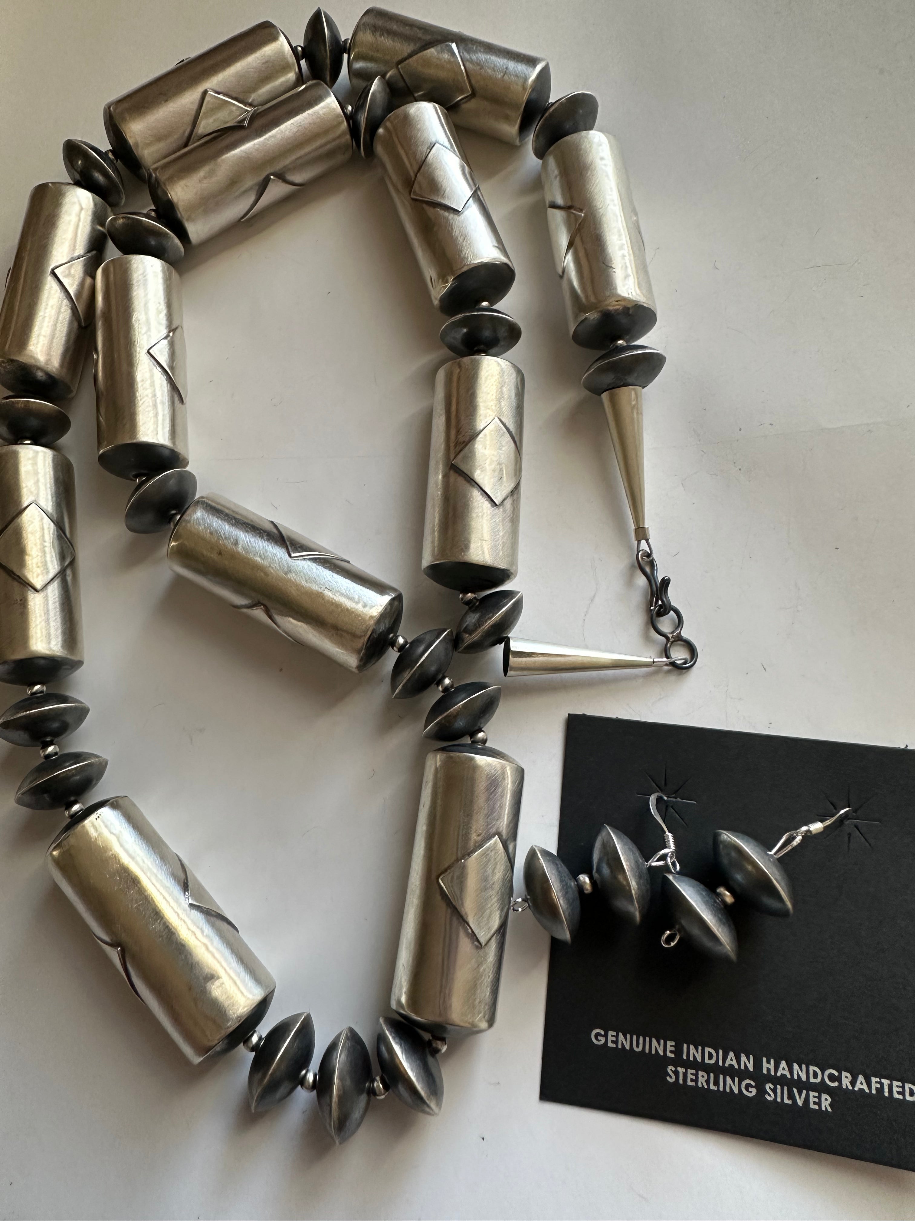 Navajo Sterling Silver Statement Necklace & Earring Set