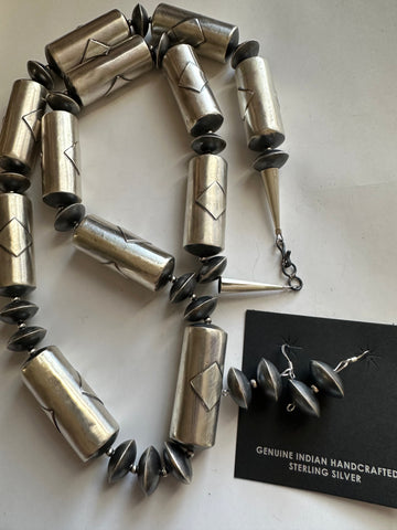 Navajo Sterling Silver Statement Necklace & Earring Set