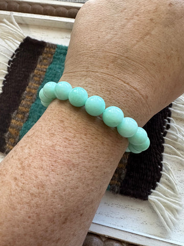 Handmade Aqua Blue Beaded Stretch Bracelet