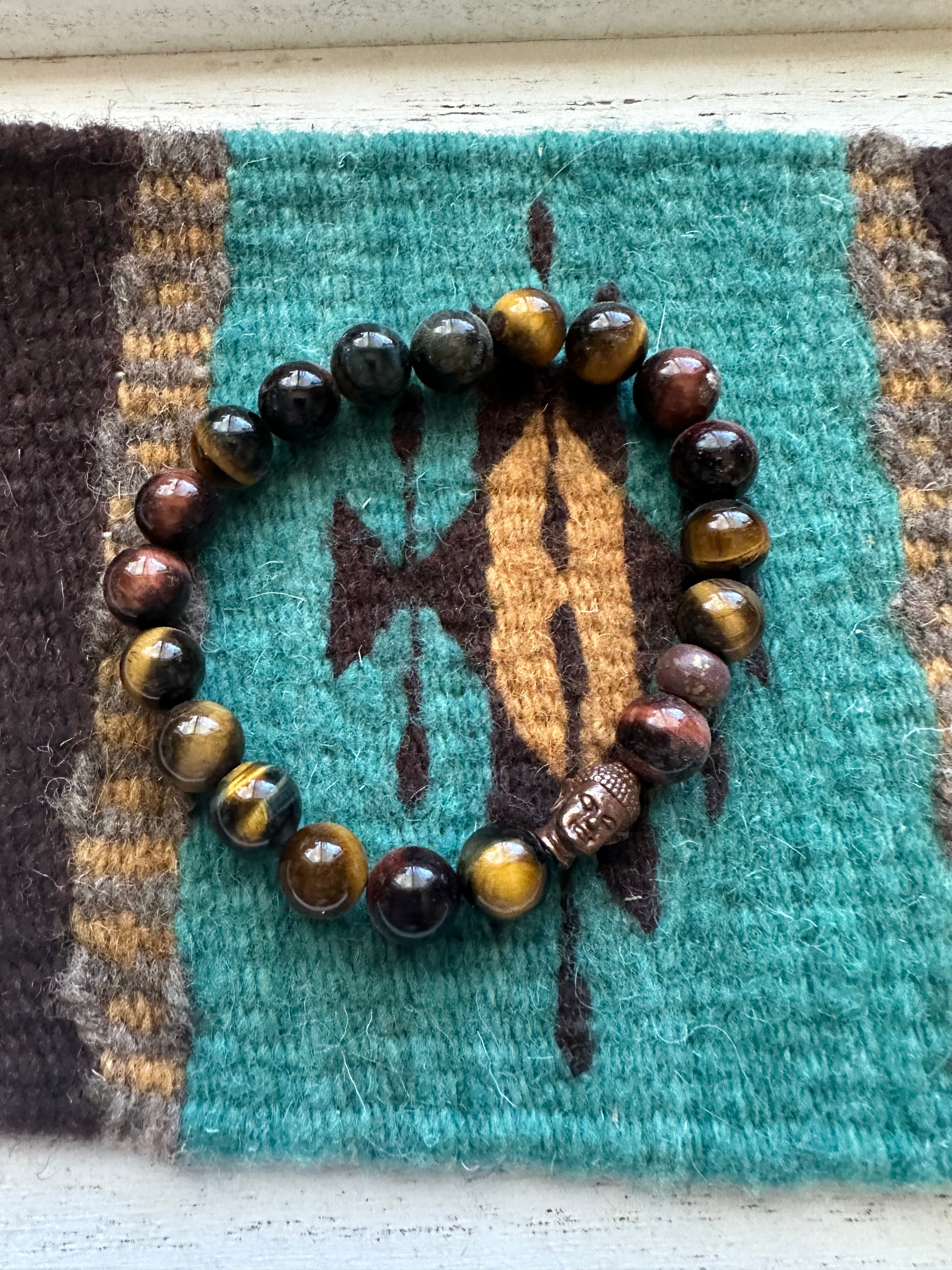 Handmade Beaded Brown Tigers Eye Stretch Bracelet