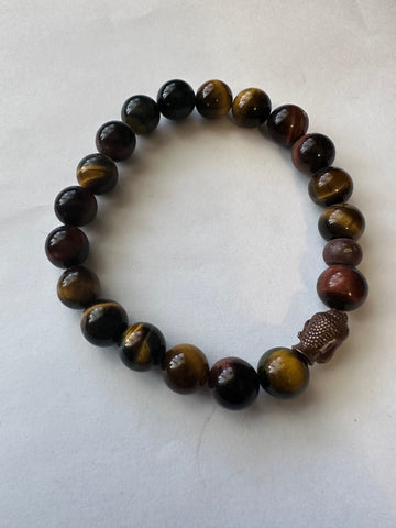 Handmade Beaded Brown Tigers Eye Stretch Bracelet