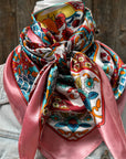 35X35" Pink Multi Pattern Wild Rag / Scarf WR1014
