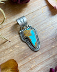 Sterling Silver Kingman Turquoise Lightning Bolt Pendant – Made by Artist Shay Pfeiffer