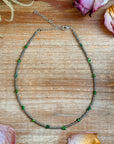 Green Turquoise Glass Seed Bead Necklace – 14 Inch