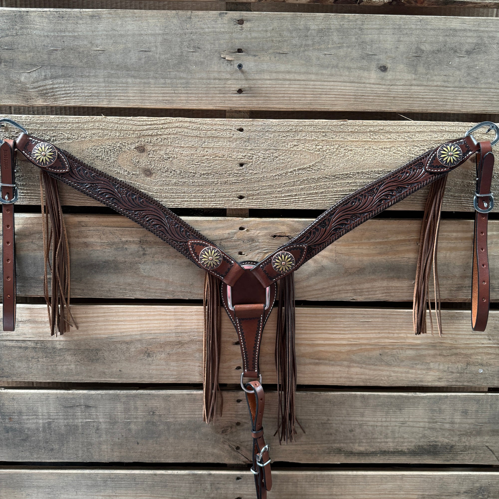 Dark Oil Braided Sunflower Browband / One Ear - Breastcollar Tack Set 