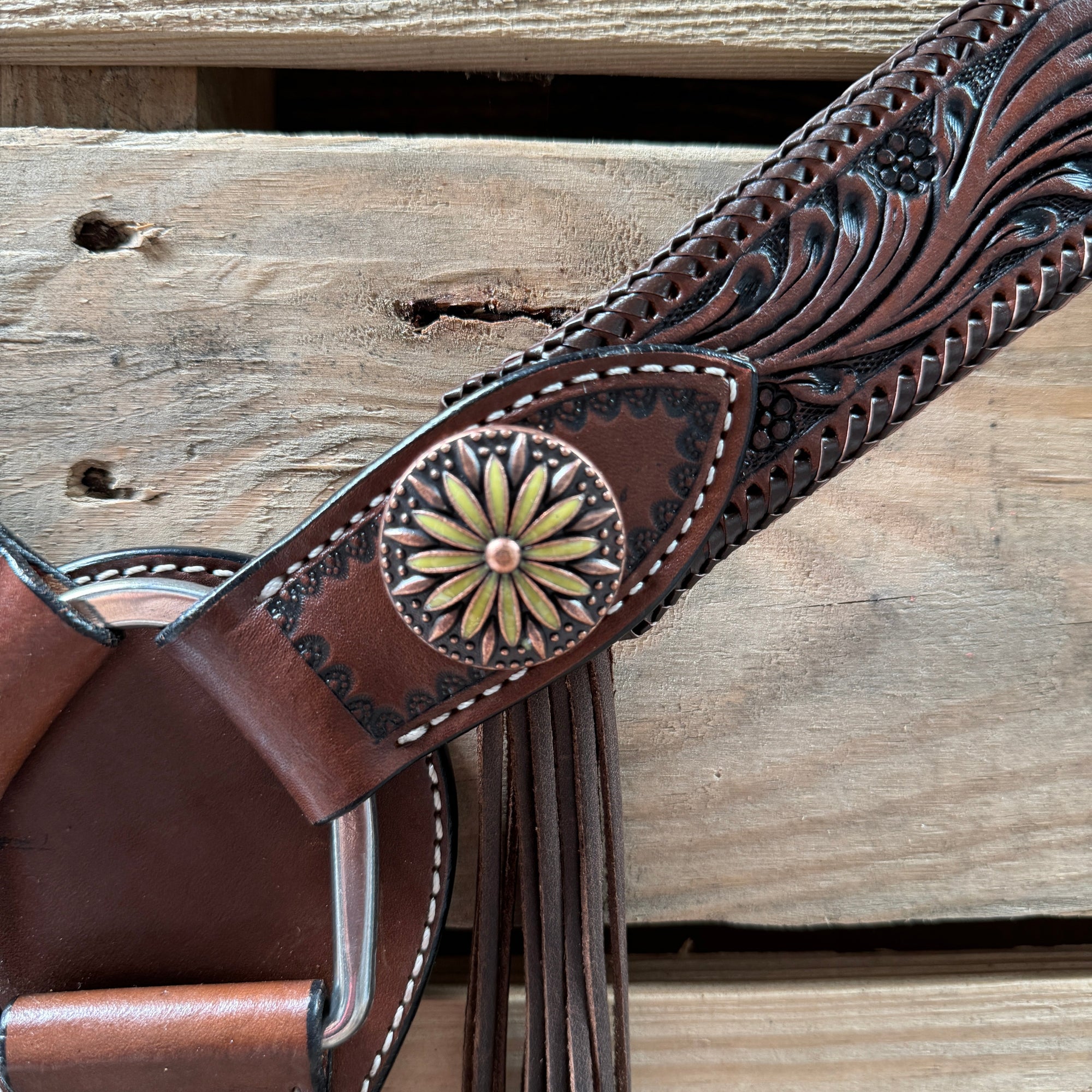 Dark Oil Braided Sunflower Browband / One Ear - Breastcollar Tack Set 