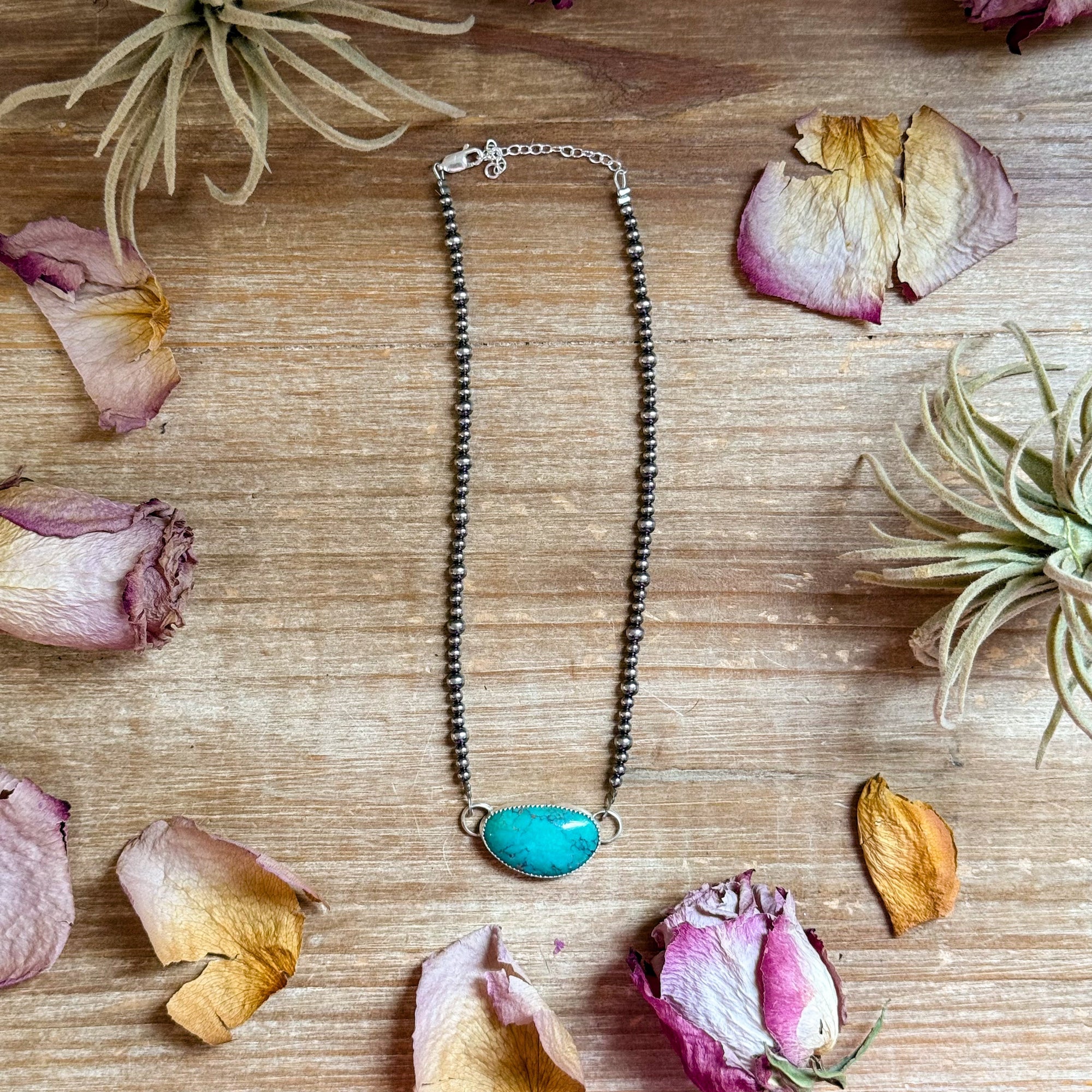 Sterling Silver &amp; Turquoise Choker – 13”