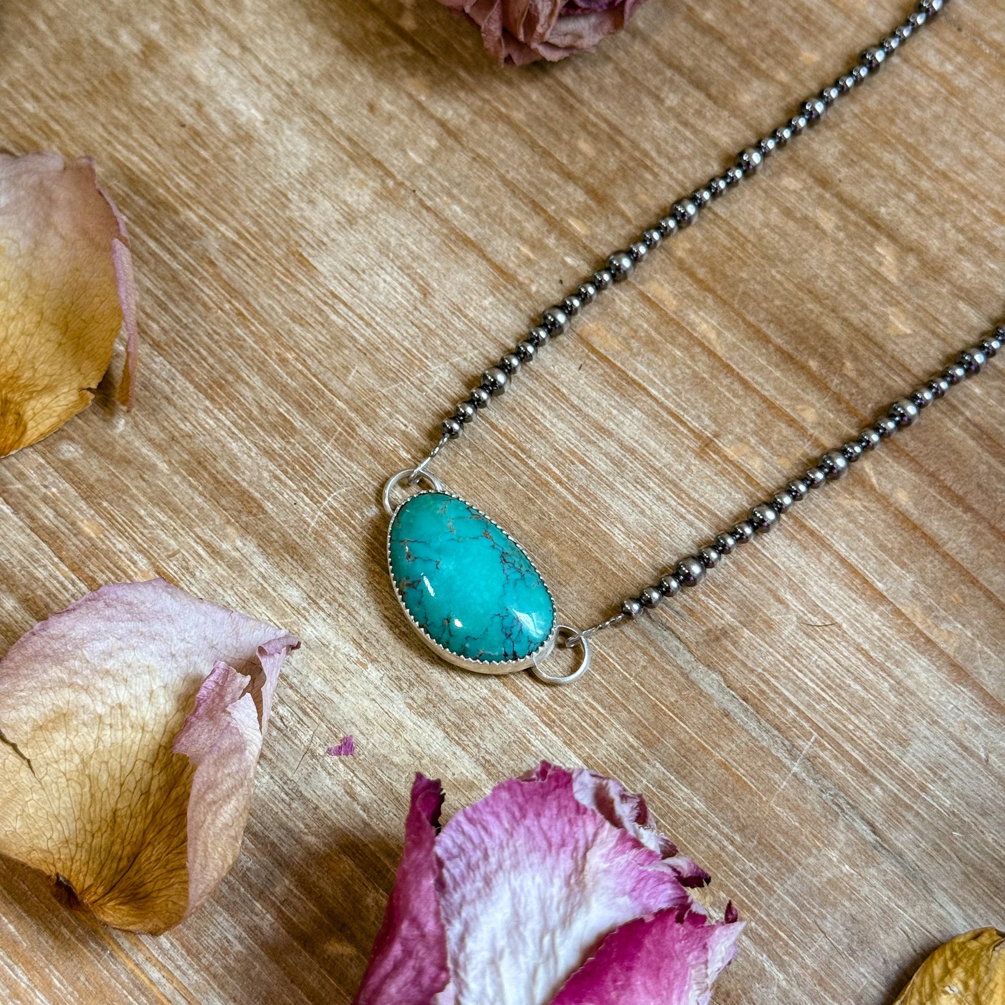 Sterling Silver &amp; Turquoise Choker – 13”