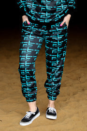 BLACK & TEAL FALLON TAYLOR LOGO JOGGERS (ADULT)