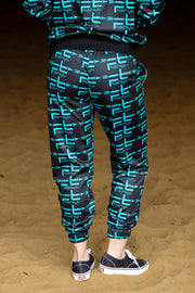 BLACK & TEAL FALLON TAYLOR LOGO JOGGERS (ADULT)