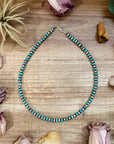 Sterling Silver & Turquoise Heishi Necklace – 16.5” – 6 mm Sterling Pearls