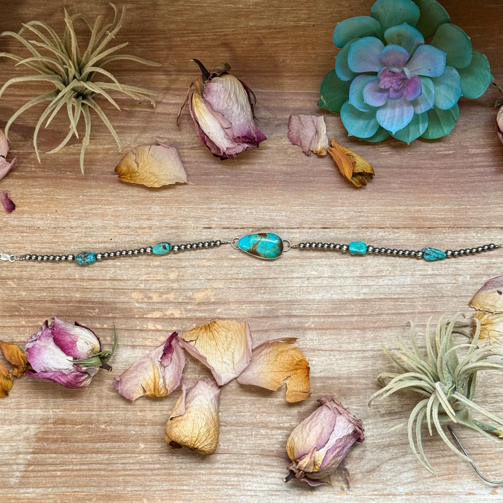 Sterling Silver &amp; Turquoise Choker – 13” + Extender – Handmade In-House by The Bijoux FAB