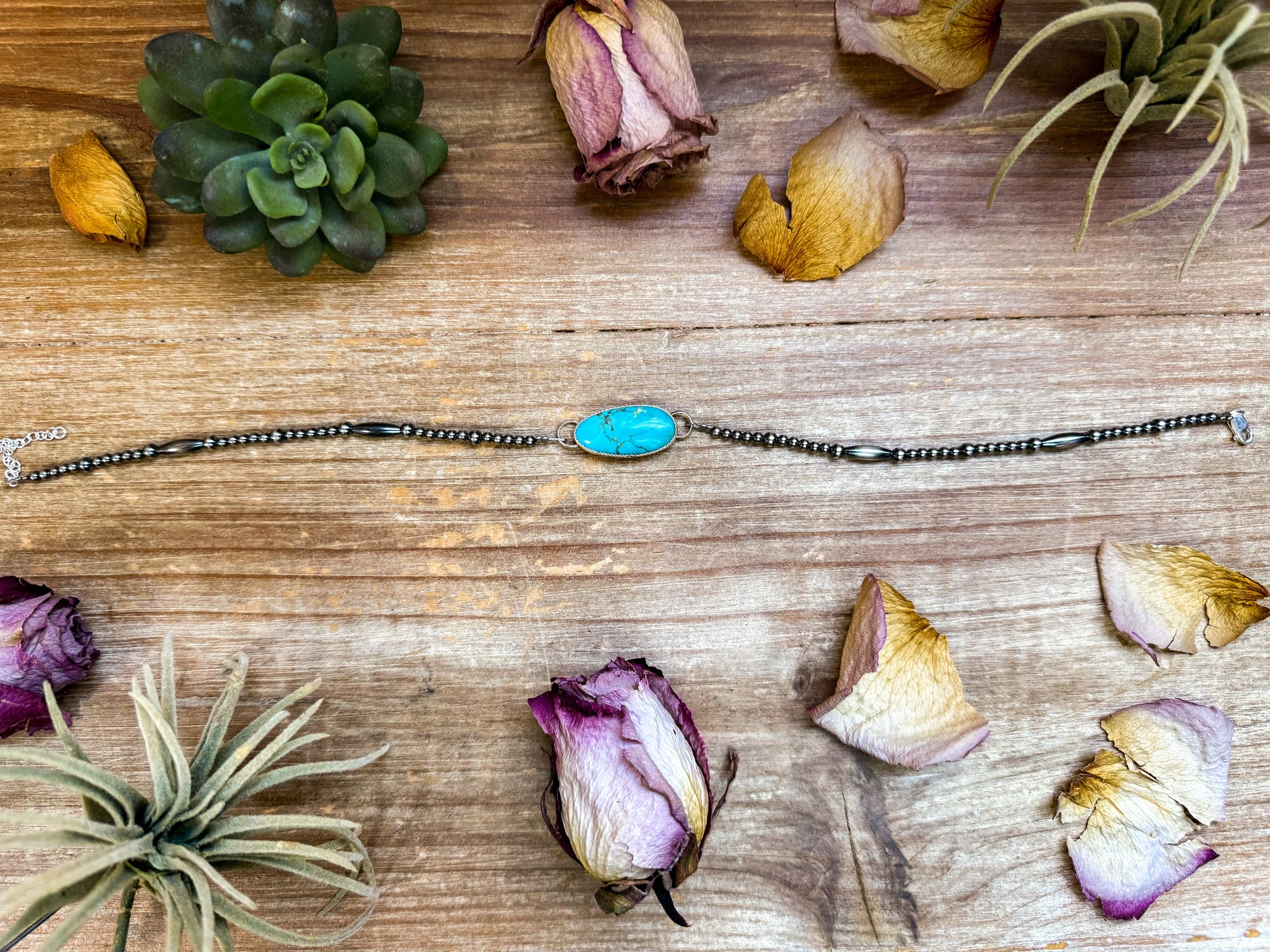 Sterling Silver &amp; Turquoise Choker – 13” + Extender – In-House Silversmithing – Real Turquoise &amp; Spiny Oyster Options