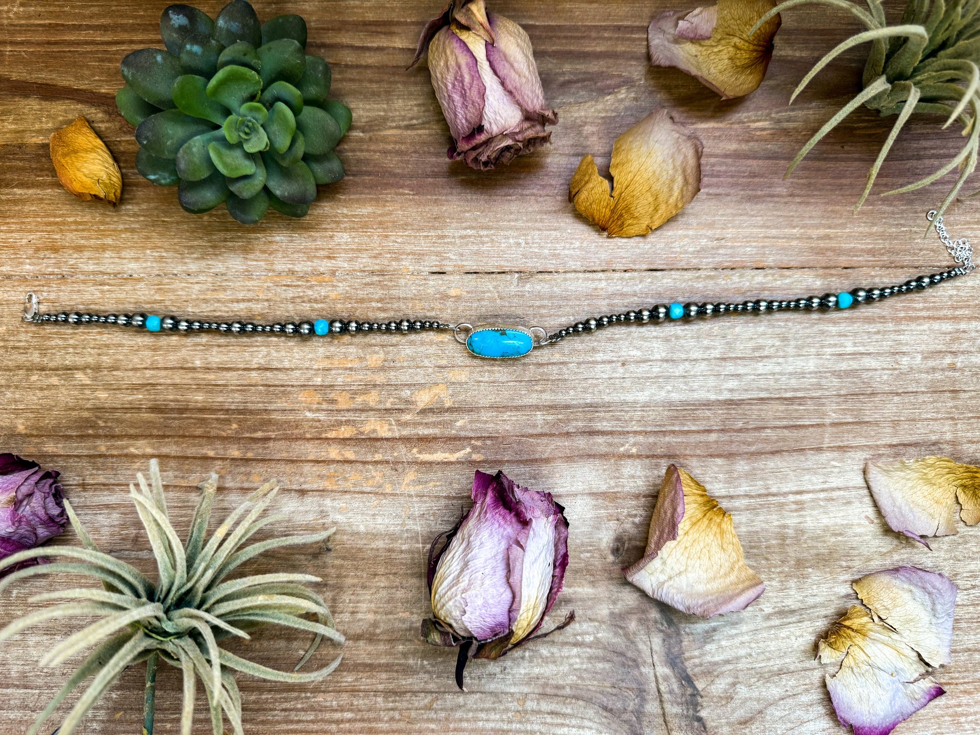 Sterling Silver &amp; Turquoise Choker – 13” + Extender – In-House Silversmithing – Real Turquoise &amp; Spiny Oyster Options