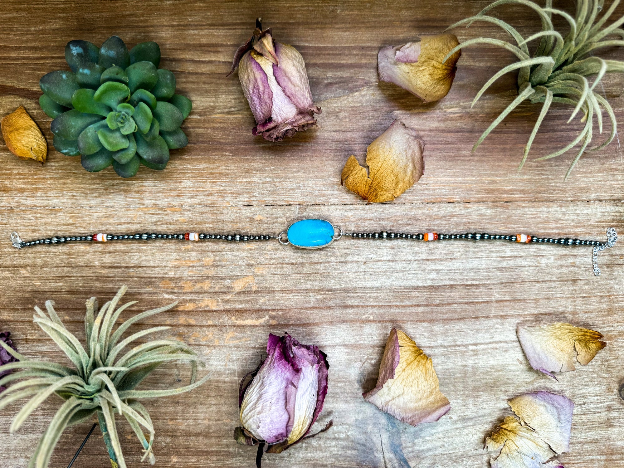 Sterling Silver &amp; Turquoise Choker – 13” + Extender – In-House Silversmithing – Real Turquoise &amp; Spiny Oyster Options