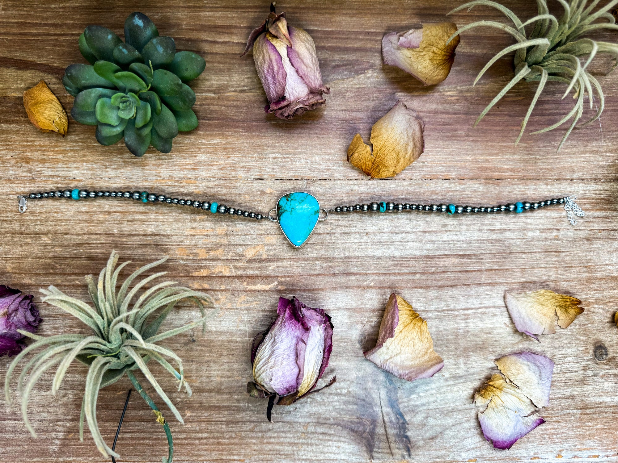 Sterling Silver &amp; Turquoise Choker – 13” + Extender – In-House Silversmithing – Real Turquoise &amp; Spiny Oyster Options