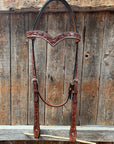 Floral V Browband Medium Oil Draft Headstall / Bridle