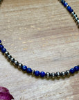 Lapis & Sterling Silver Saucer Necklace – 16” + Extender – 6 mm Lapis