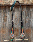 Multi Flower Bling & Turquoise One Ear - Breastcollar Tack Set 