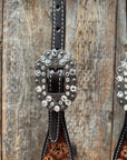 Flower Power Black and Clear One Ear Headstall & Breastcollar Tack Set 