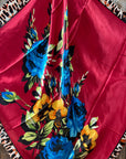 35X35"  Red Floral Leopard Print Wild Rag / Scarf WR702X