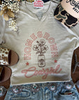 Homegrown Cowgirl Raw V-neck Graphic Tee