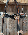 Draft Black Basketweave Champagne and Clear Browband 