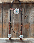 Draft Medium Oil Floral White and Turquoise V-Browband 