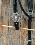 Pony Black Floral Clear Rhinestone V-Browband Tack Set 