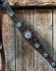 Dark Oil Floral Topaz & Turquoise Browband / Breastcollar Tack Set  