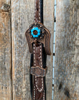 Dark Oil Floral Topaz & Turquoise Browband / Breastcollar Tack Set  