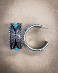 Nova Stud Hoop Fashion Earring - Silver/Turquoise