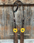 Dark Oil Floral Topaz and Turquoise One Ear/ Breastcollar Tack Set 