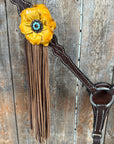 Dark Oil Floral Topaz and Turquoise One Ear/ Breastcollar Tack Set 