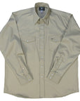 Flying R Ranchwear - Khaki Tan Solid - Long Sleeve - Snaps - Oversized Fit