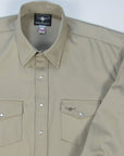 Flying R Ranchwear - Khaki Tan Solid - Long Sleeve - Snaps - Oversized Fit