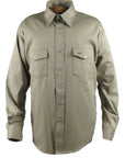 Flying R Ranchwear - Khaki Tan Solid - Long Sleeve - Snaps - Oversized Fit