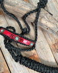 Black Mule Tape Halter - Red Rose and Turquoise 